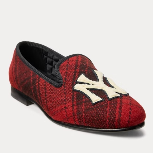 Polo Ralph Lauren Yankees Red Plaid Slipper US 8